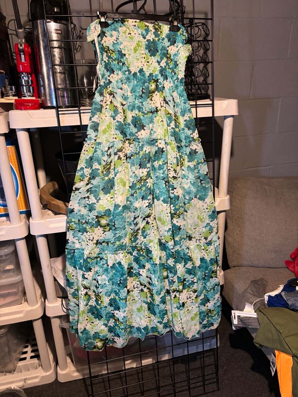 Legendary Couture Floral Smocked Tiered Maxi Dress Size M